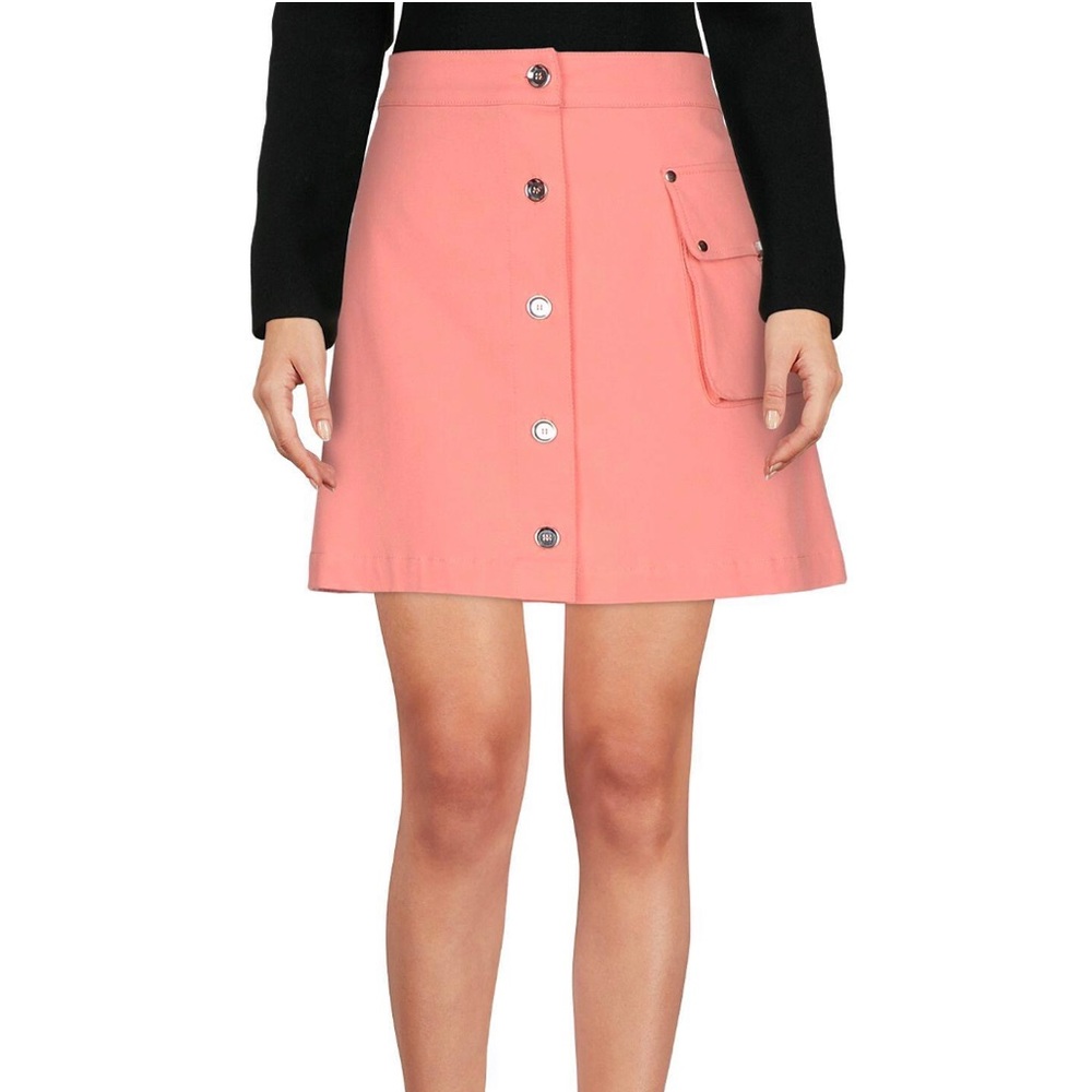 LOVE MOSCHINO Pink Twill Mini Skirt With Buckle Detail. Size IT 42, US 6